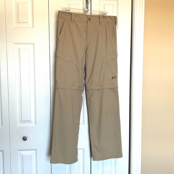 Under Armour Offshore Fishing Guide Khaki Pants/Zip-off Shorts Loose Mens 32 - Picture 4 of 14
